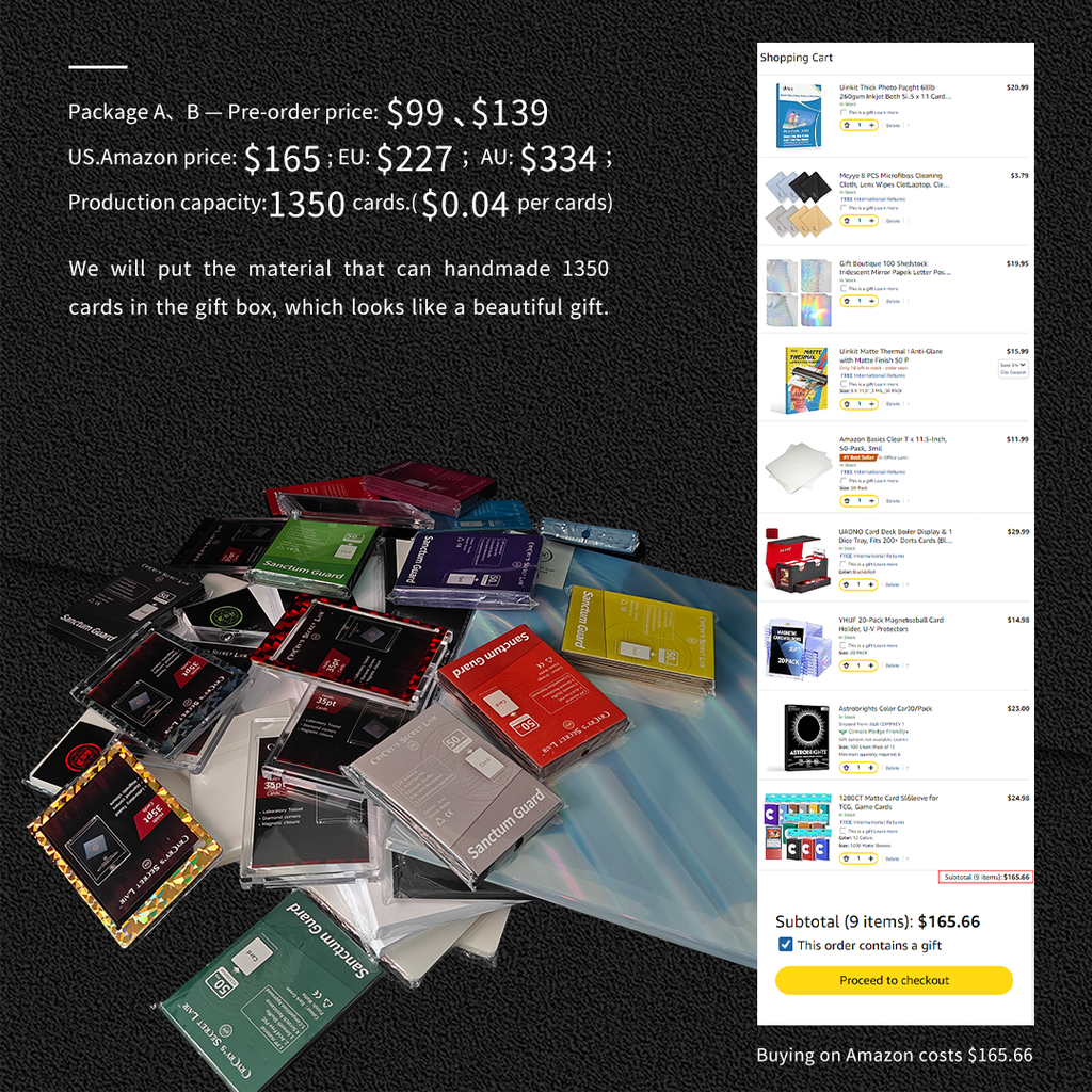 Contains materials capable of producing 1350 cards (including Rainbow Foil)